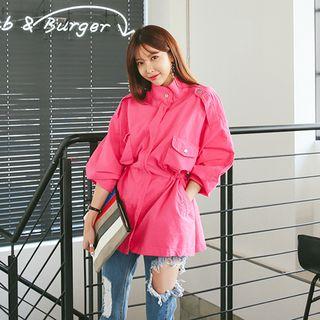 Stand-collar Drop-shoulder Safari Jacket