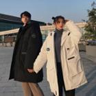 Couple Matching Applique Hooded Midi Padded Coat