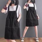 Contrast Stitched Overall Dress
