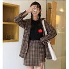 Plaid Top + Plaid Skort 2-piece Set Shirt + Culottes - Xxxs