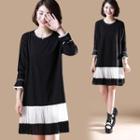 Flared-cuff Long-sleeve Paneled A-line Dress
