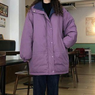 Zip Padded Coat Reversible - Purple & Blue - One Size