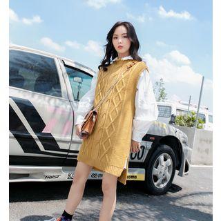 Sleeveless Cable Knit Mini Dress Curcumin - One Size