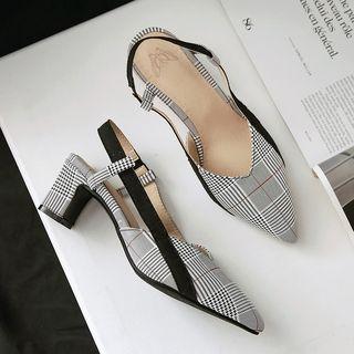 Patterned Slingback Mules