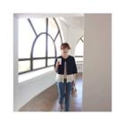 Lace-hem Open-front Linen Jacket