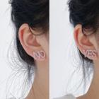 Lettering Rhinestone Asymmetrical Earring 1 Pair - Silver - One Size