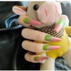 Gradient Pointed Faux Nail Tips Jp1537-b3 - Pink & Green - One Size