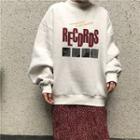 Long-sleeve Printed Sweatshirt / Floral Pleated Skirt