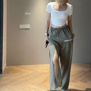 Short-sleeve Crop Top Top - White - One Size