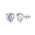 925 Sterling Silver Simple Geometric Triangle Light Blue Austrian Element Crystal Stud Earrings Silver - One Size
