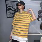 Striped Short-sleeve T-shirt Stripe - Yellow - One Size
