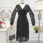 Glitter V-neck A-line Dress