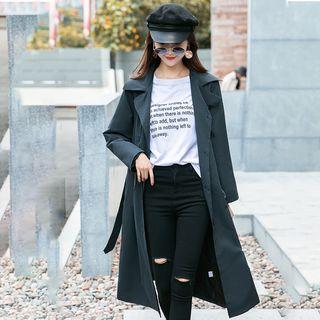 Single-breasted Buckled Trench Coat