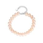 925 Sterling Silver Fashion Elegant Pink Freshwater Pearl Beaded Bracelet Silver - One Size
