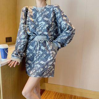 Chain Print Sweatshirt / Mini A-line Skirt