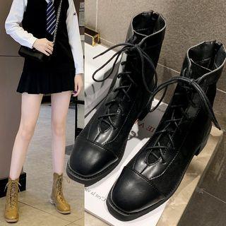 Block Heel Lace Up Boots