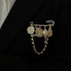 Faux Pearl Brooch Pin Gold - One Size