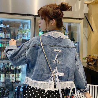 Chiffon-trim Denim Jacket