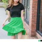 Layered Ruffled Trim A-line Skirt