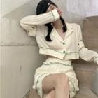 Detachable Sleeve Cropped Blouse / Mini Skirt