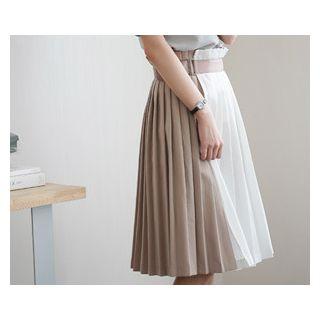 Paperbag-waist Accordion-pleat Skirt