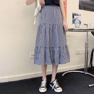 Gingham Midi Skirt Black & White - One Size