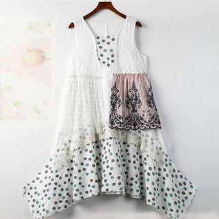 Dotted Panel Tank Dress White - One Size