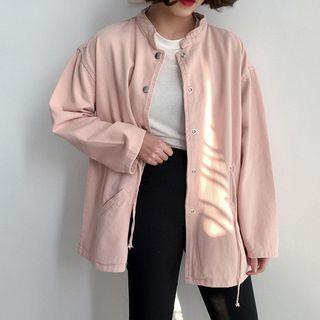Drawstring Waist Snap-button Jacket