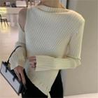 Cut Out Asymmetrical Ribbed Sweater
