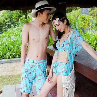 Couple Floral Bikini Set / Beach Shorts