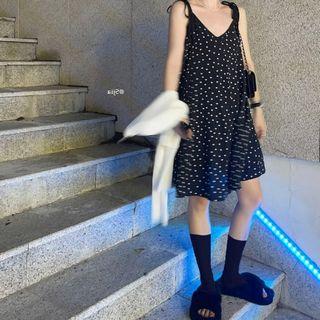 Spaghetti Strap Dotted Smock Dress