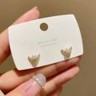 Faux Pearl V Shape Alloy Earring E5161 - 1 Pair - Gold - One Size