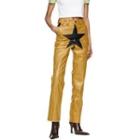 Faux Leather Star Panel Straight Leg Pants