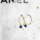 Faux Pearl Drop Earring Blue Beaded - Gold - One Size