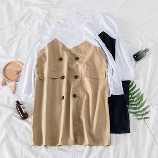 Double Breasted Mock Two Piece Dress