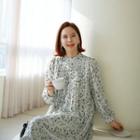 Crystal-pleat Floral Dress
