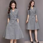 Gingham Tie-front Midi Coat Dress