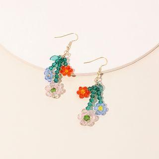 Bead Flower Dangle Earring 1 Pair - Green - One Size