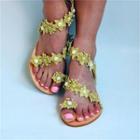 Faux Pearl Floral Toe-loop Sandals