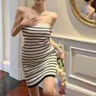 Striped Tube Dress Stripe - Blue & Gray - One Size