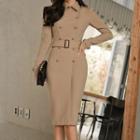 Double-breasted Belted Sheath Shirtdress