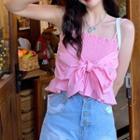 Plain Ribbon Camisole Top Pink - One Size