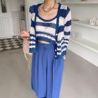 Stripe Open-knit Cardigan & Top Set