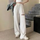 Plain Cropped Camisole Top / Drawstring Plain Ripped Pants