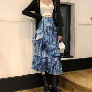 Tie Dye Midi A-line Skirt