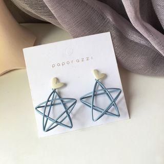 Alloy Star Dangle Earring 1 Pair - S925 Silver - Earrings - White & Blue - One Size