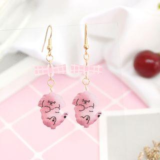 Acrylic Dog Drop Earring 3179 - Dog - Pink - One Size