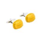 Simple Personality Yellow Hard Hat Cufflinks Silver - One Size