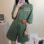 Short Sleeve Applique Cargo Playsuit