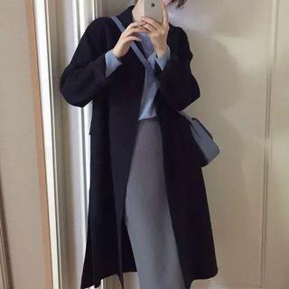 Open-front Midi Coat / Knit Top / Midi A-line Skirt